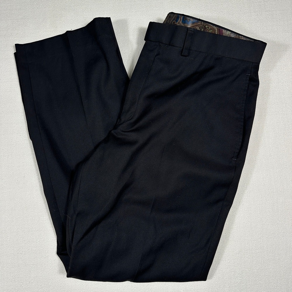 Lauren‎ Ralph Lauren Dress Pants Mens 34W Black Flat Front Paisley Trim